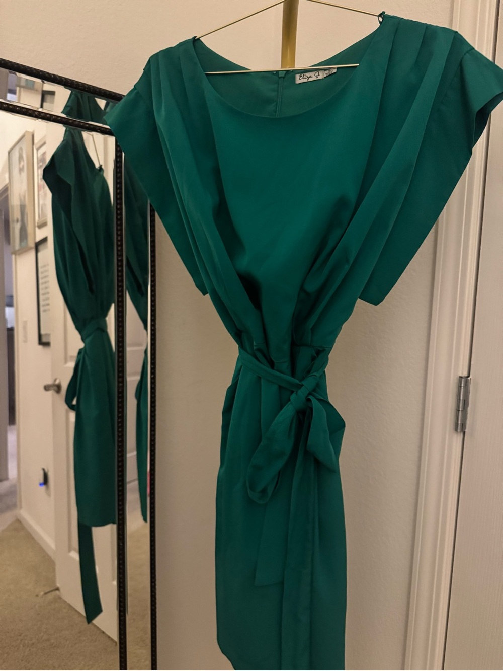 Eliza J Emerald Green Belted Cocktail Work Dress